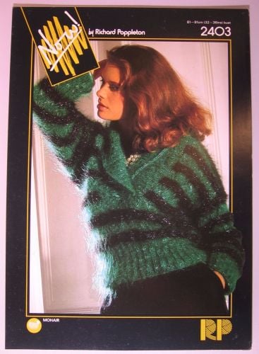 Paper Knitting Pattern Vintage Poppleton 2403 Women's Mohair Sweater with collar