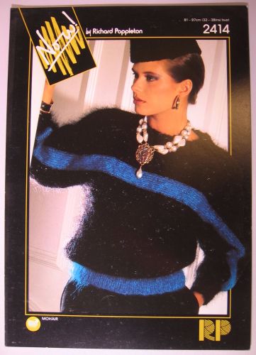 Paper Knitting Pattern Vintage 80s Poppleton 2414 Women's Mohair Dolman Sweater