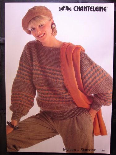 Paper Knitting Pattern ~ 1980s Vintage Chanteleine 25B Ladies Jumper Fair Isle