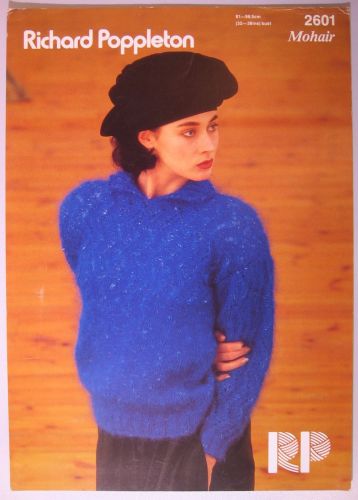 Paper Knitting Pattern Vintage Poppleton 2601 Women's Mohair Sweater with collar