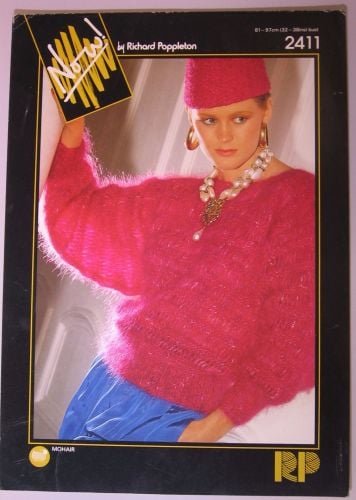 Paper Knitting Pattern Vintage 1980s Poppleton 2411 Lady's Ladies Mohair Sweater