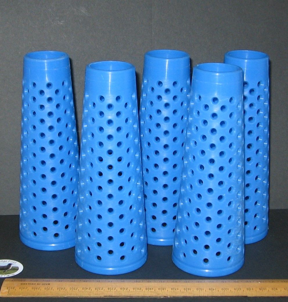 5 x Blue Sturdy Empty Plastic Wool Cones knitting or craft Please read
