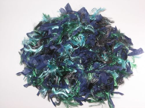 50g balls Fizz knitting wool yarn Blue & Green fancy eyelash trim 0794 Moonstone