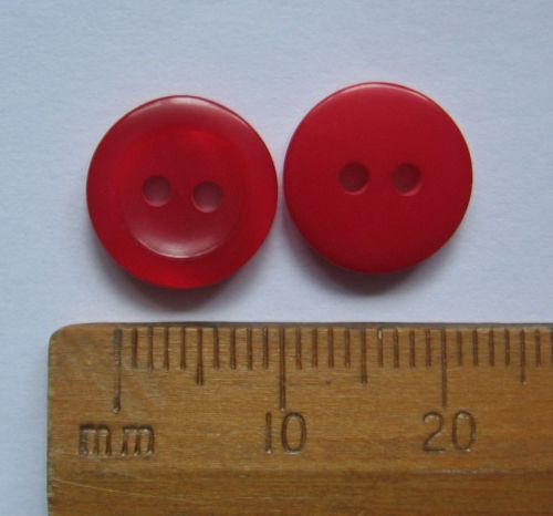 10 pack Rich Red British Buttons 11mm round plastic 2 holes FREE P+P within UK