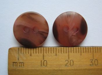 10 pack of Rich Brown Shades Marble round plastic British Buttons 14mm 2 hole FREE P+P within UK