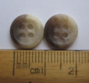 10 pack of small matt Cream & Brown round plastic Buttons 11mm 4 holes FREE P+P within UK