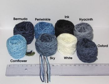 40g in 8 Small Balls of Blue Shades 4 ply flat Chenille knitting wool yarn fly tying Pack 3