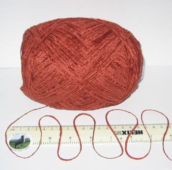 100g balls of Terracotta Rust Brown 4 ply Acrylic flat Chenille knitting wool yarn