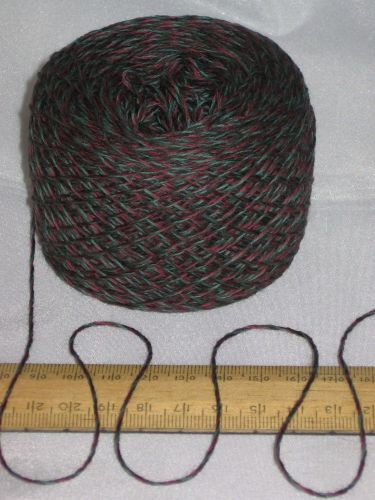 50g balls of Ebony Black Burgundy & Green Marl 3 ply Cotton yarn knitting wool