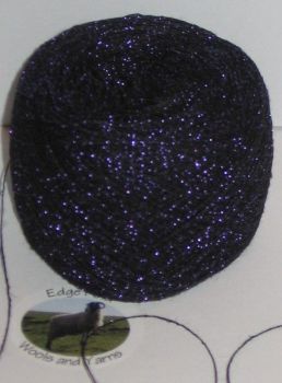25g ball of thin 1 ply Purple on Black Sparkly Lurex Type yarn knitting wool Glitter Sparkle Use alongside another yarn to add sparkle