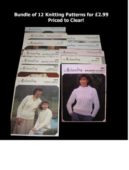 Bundle of 12 x Vintage 1980s Knitting Patterns Melandra Sweaters Tops for Women Men Children FREE postage within UK