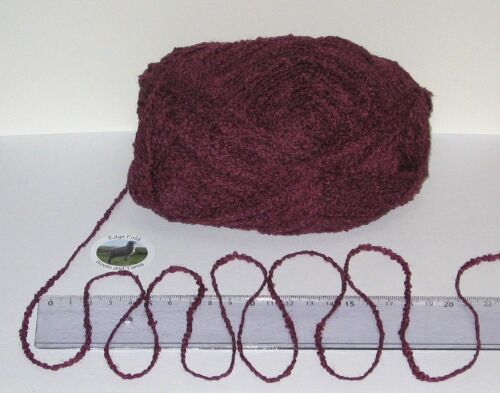 100g ball of Sangria Purple Red Boucle 100% Pure British Breed Sheep Wool yarn Aran EFW839