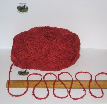 100g ball of Red Boucle 100% Pure British Breed Sheep Wool yarn Aran EFW829