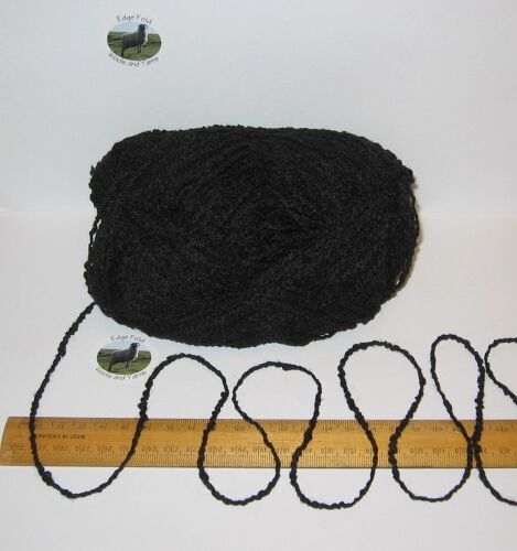 100g ball of Black Boucle 100% Pure British Breed Sheep Wool yarn Aran EFW840