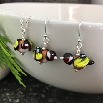 Goldfinch Earrings and Small Pendant Set