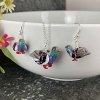 Pigeon Earrings and Large Pendant Set