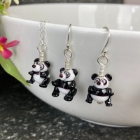 Panda Earrings and Small Pendant Set