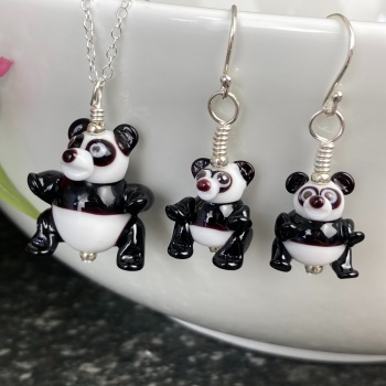 Panda Earrings and Large Pendant Set