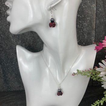 Ladybird Earrings and Small Pendant Set