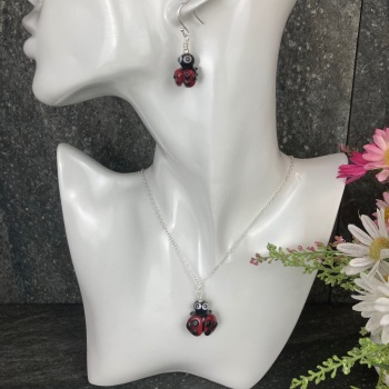 Ladybird Earrings and Large Pendant Set