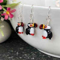 Puffin Earrings and Small Pendant Set