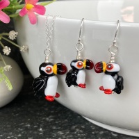 Puffin Earrings and Large Pendant Set