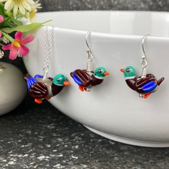 Duck Earrings and Large Pendant Set