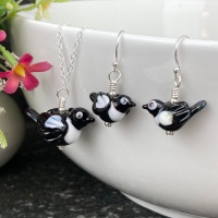 Magpie Earrings and Large Pendant Set