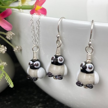 Baby Penguin Earrings and Small Pendant Set