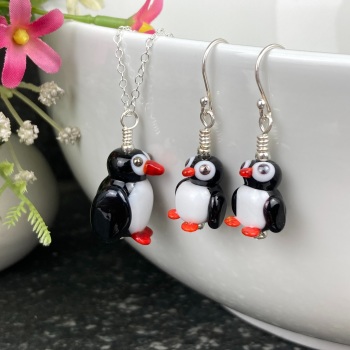 Penguin Earrings and Large Pendant Set