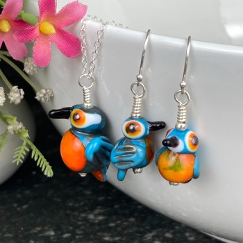 Kingfisher Earrings and Large Pendant Set