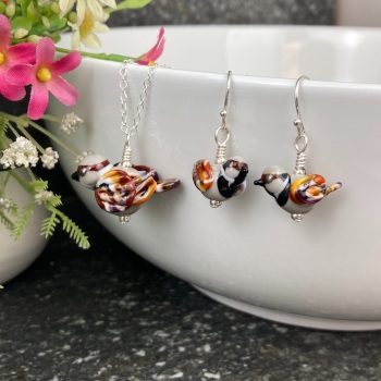 Sparrow Earrings and Large Pendant Set