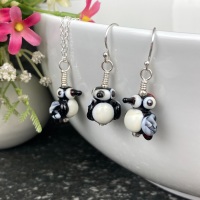 Woodpecker Earrings and Small Pendant Set