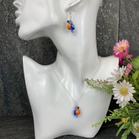 Blue and Yellow Macaw Earrings and Small Pendant Set
