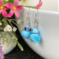 Blue Indian Ring-Necked Parakeet Earrings