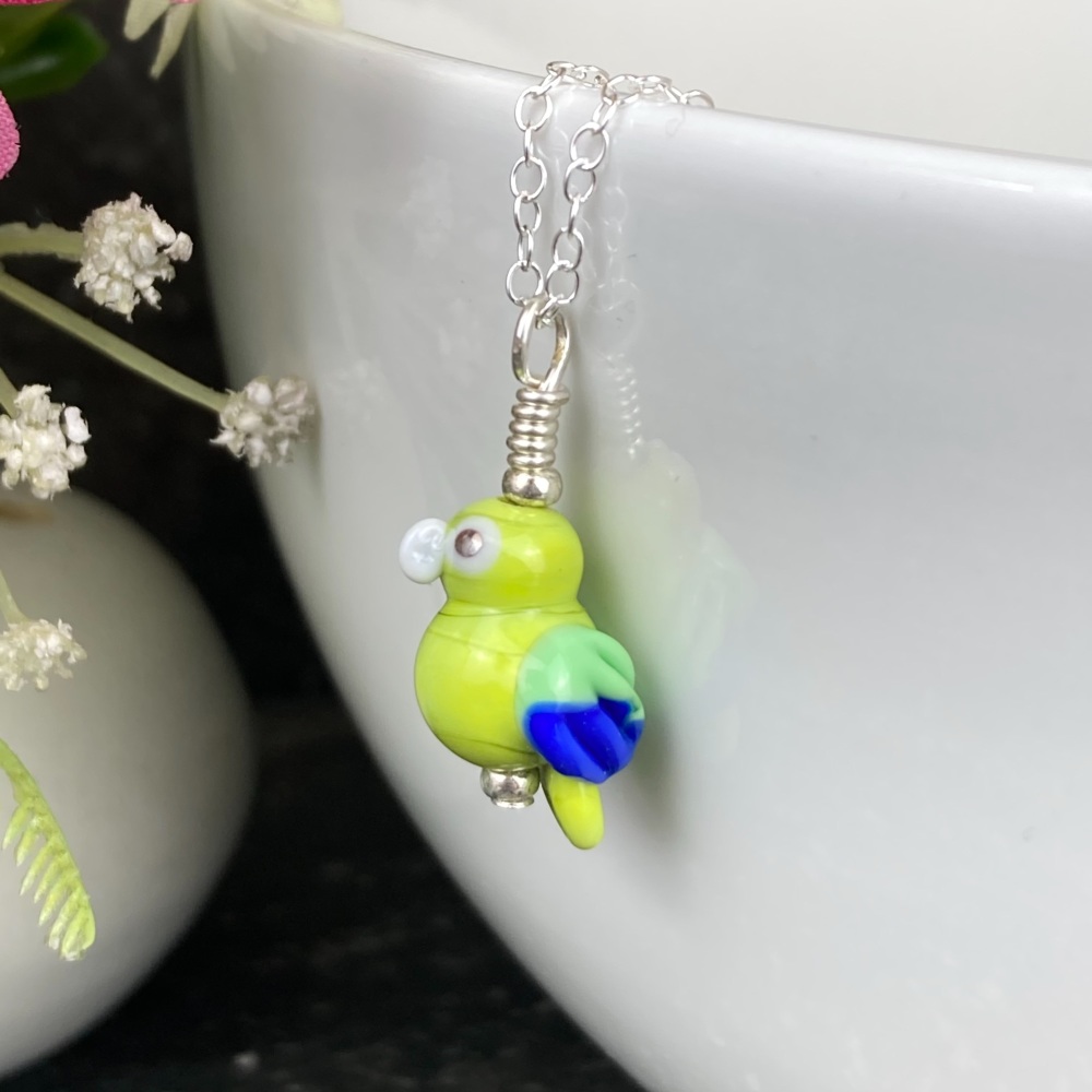 Green and Blue Macaw Pendant (small)