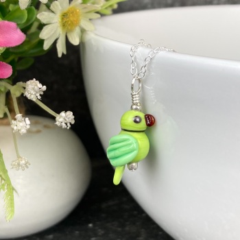 Green Ring-Necked Parakeet Pendant (small)