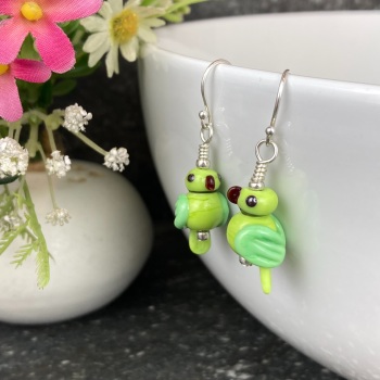 Green Ring-Necked Parakeet Earrings