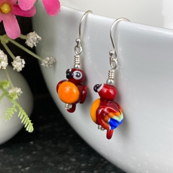 Red and Gold Macaw Earrings