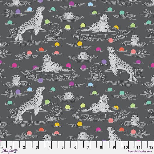 Tula Pink Graywork Seal the Deal - Carbon