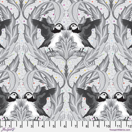 Tula Pink Graywork Huffin & Puffin - Whisper