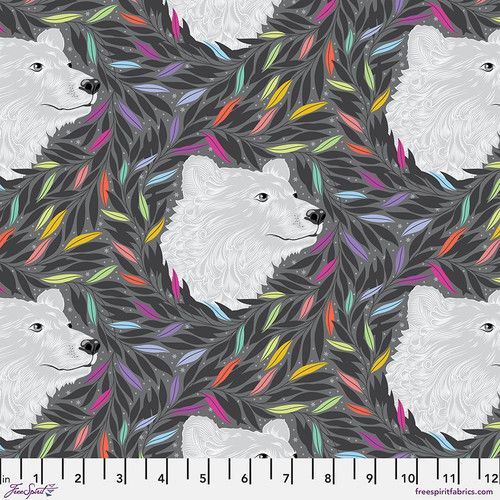 Tula Pink Graywork Just Bearly - Carbon