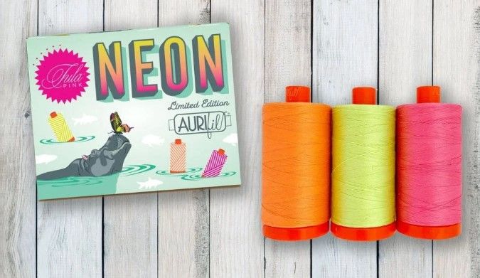 Tula Pink x Aurifil "Everglow Neon" Thread Collection