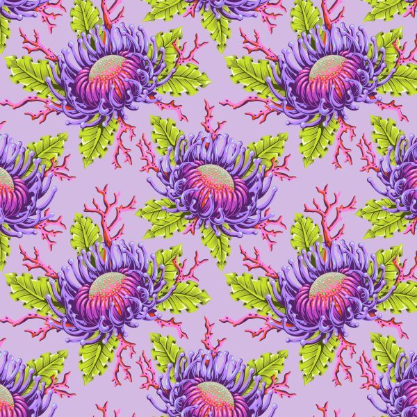 Tula Pink Floral Reef Friends & Anemones - Ultraviolet