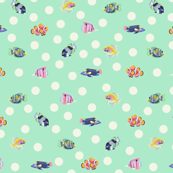 Tula Pink Floral Reef School Crossing - Seafoam