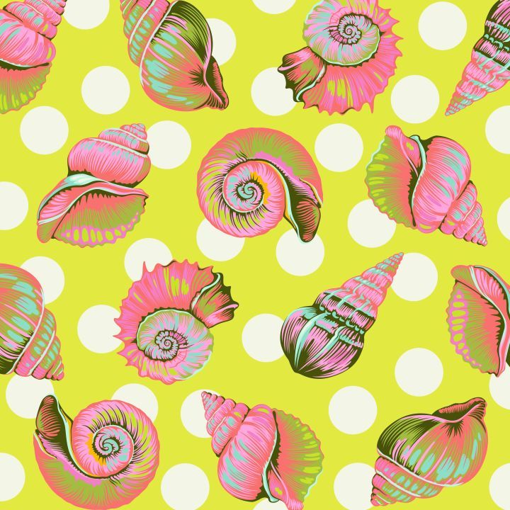 Tula Pink Floral Reef Big Shelly 108" Extra Wide Backing - Seagrass