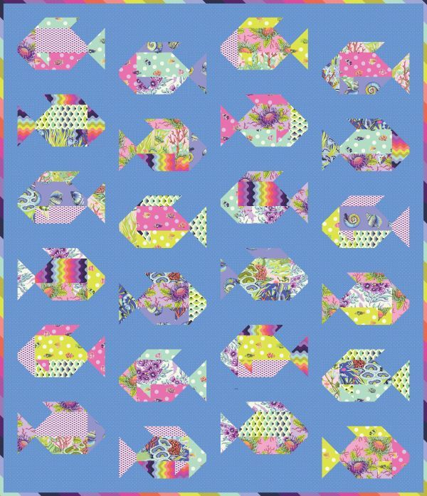 Tula Pink Floral Reef Fish Quilt Kit