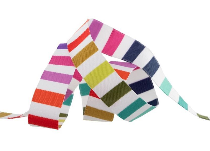 Renaissance Ribbon Tula Pink Tabby Road Deja Vu - Rainbow Stripe Ribbon 5/8" Width