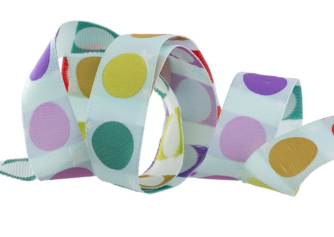 Renaissance Ribbon Tula Pink Tabby Road Deja Vu - Disco Dots Ribbon 7/8" Width