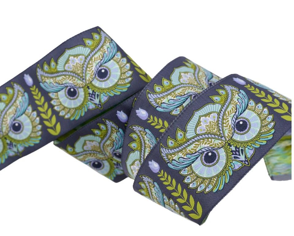 Renaissance Ribbon Tula Pink Full Moon Forest II Hootie Patootie Starlight Ribbon 2" Width